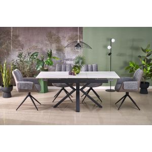 PLATAN stół rozkładany, biały marmur / czarny (2p=1szt)