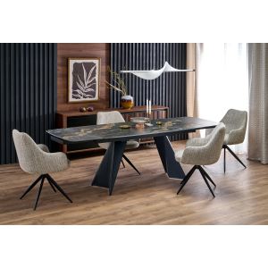 ARMANI stół rozkładany, czarny marmur / czarny (2p=1szt)