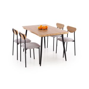 DICKY zestaw stół + 4 krzesła,  naturalny / czarny / popielaty (2p=1szt)