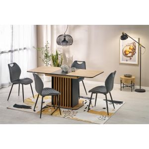 WILSON stół rozkładany, blat - dąb artisan / czarny, nogi - dąb artisan / czarny (2p=1szt)