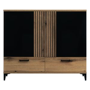 ARIS AS04 DĄB E/CZARNY POŁYSK KOMODA KPL