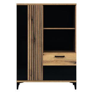 ARIS AS05 DĄB E/CZARNY POŁYSK SZAFKA KPL