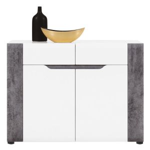 BRANDO B-2 biały,beton,biały połysk KOMODA kpl.