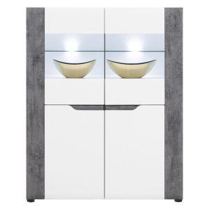 BRANDO B-4 biały,beton,biały połysk KREDENS kpl.