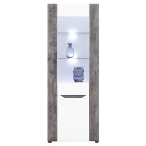 BRANDO B-5 biały,beton,biały połysk WITRYNA LP kpl