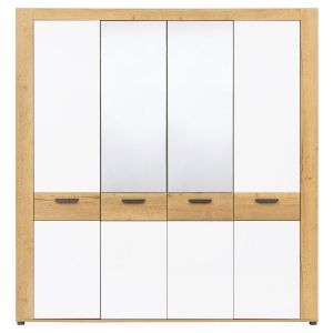 BESTO BT09 DĄB E/BIAŁ POŁYSK SZAFA 4D KPL