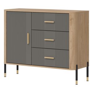 DANTE DT03 DĄB CREMONA T/SZARY MAT KOMODA KPL