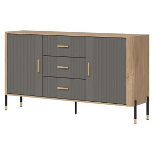 DANTE DT06 DĄB CREMONA T/SZARY MAT KOMODA KPL