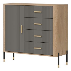 DANTE DT08 DĄB CREMONA T/SZARY MAT KOMODA KPL