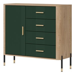 DANTE DT08 DĄB CREMONA T/ZIELONY MAT KOMODA KPL