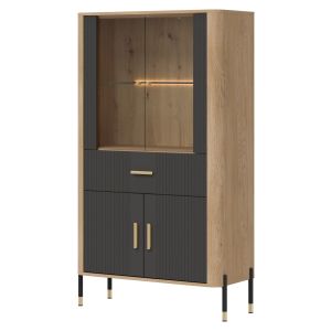 DANTE DT12 DĄB CREMONA T/ANTRACYT MAT WITRYNA KPL