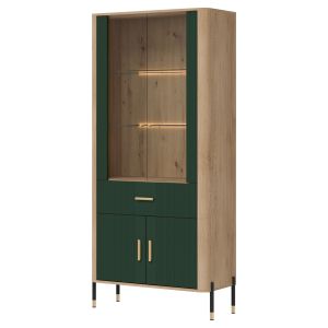 DANTE DT14 DĄB CREMONA T/ZIELONY MAT WITRYNA KPL