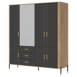 DANTE DT17 DĄB CREMONA T/ANTRACYT MAT SZAFA 3D KPL