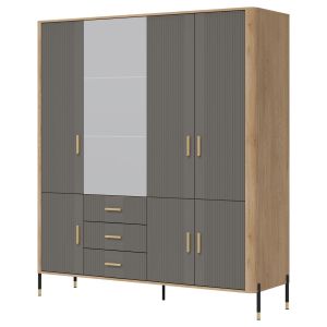 DANTE DT17 DĄB CREMONA T/SZARY MAT SZAFA 3D KPL