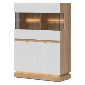 MILTON ML04 DĄB CREM TORRO BIAŁY WITRYNA NISKA KPL